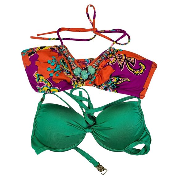 Victorias Secret Bikini Top Lot Size Small Beaded Wired - Picture 1 of 4